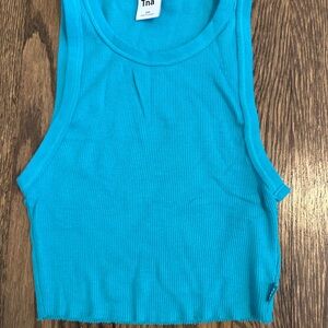 Tna Women's Blue Ribbed Tank Top
